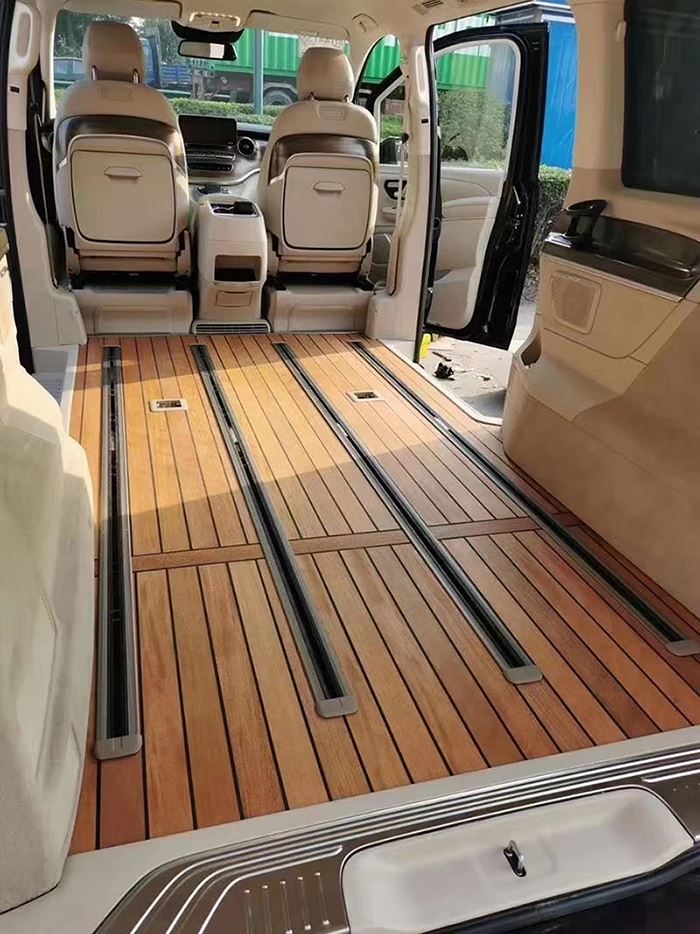 Karozza Waterproof Teak Flooring Għal Van Refit Dekorazzjoni Custom