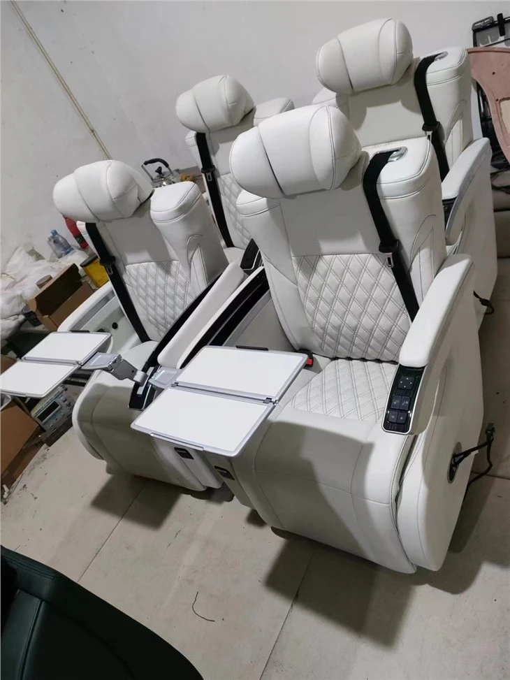 white leather vito seat with table